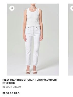Agolde White High-Rise Straight Crop Jeans
